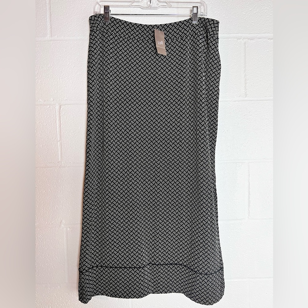 J Jill Stretch Black White Maxi Skirt Size Med NWT